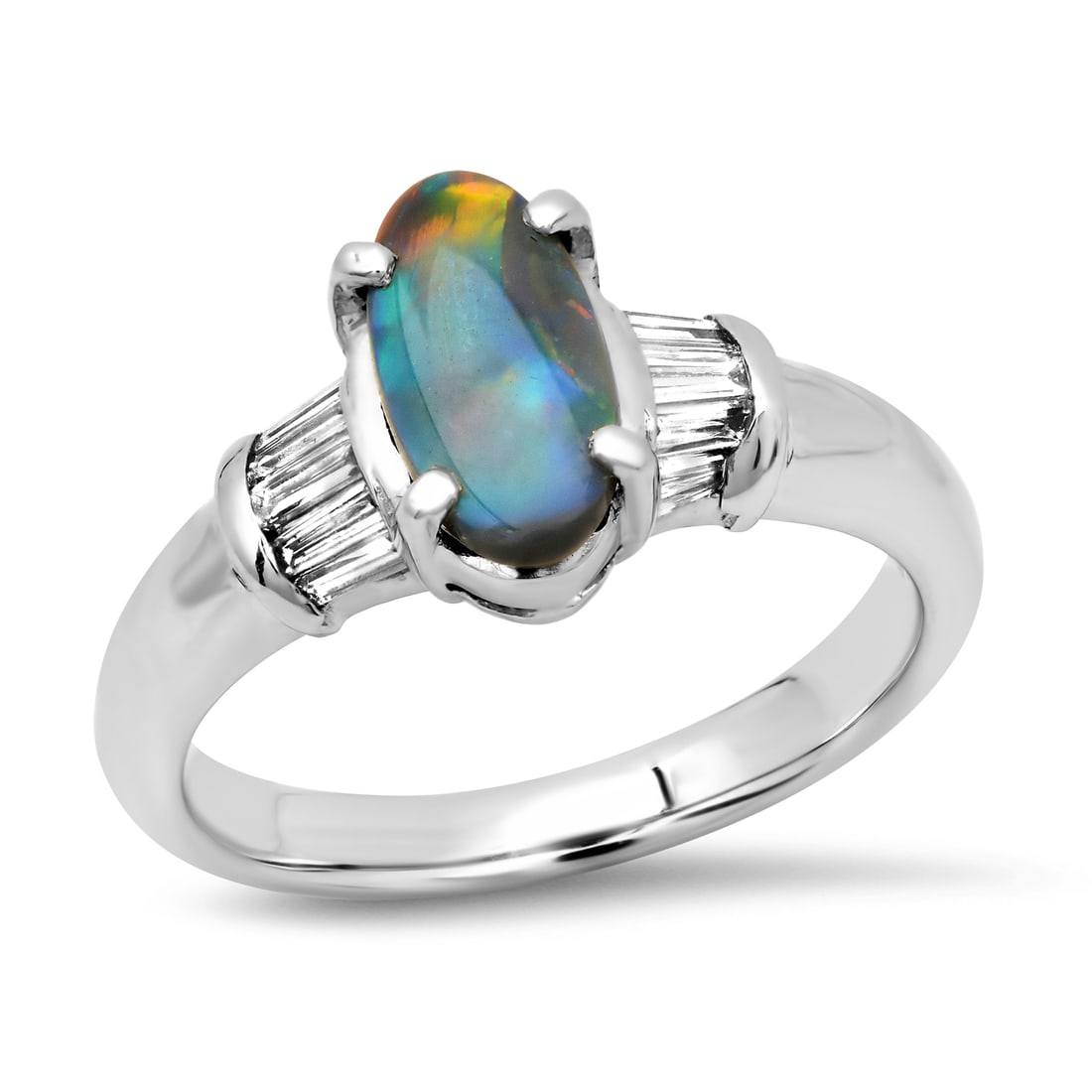 Platinum Setting with 0.77ct Black Opal and 0.26ct Diamond Ladies Ring (1 of 5)