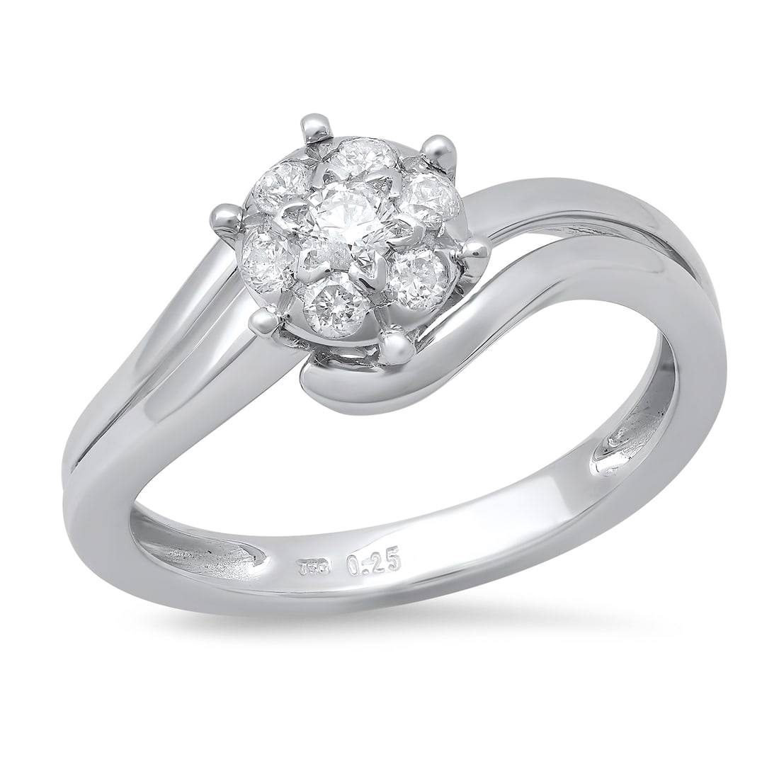 18K White Gold Setting with 0.25ct Diamond Ladies Ring: Retail: $2,590.00 ****** 18K White Gold Setting with 0.25ct Diamond Ladies Ring ****** Size: 6.5(we offer free resizing to winning bidders) / Metal: 18K White Gold / Total Item Weight: 3.8 Grams / Cou