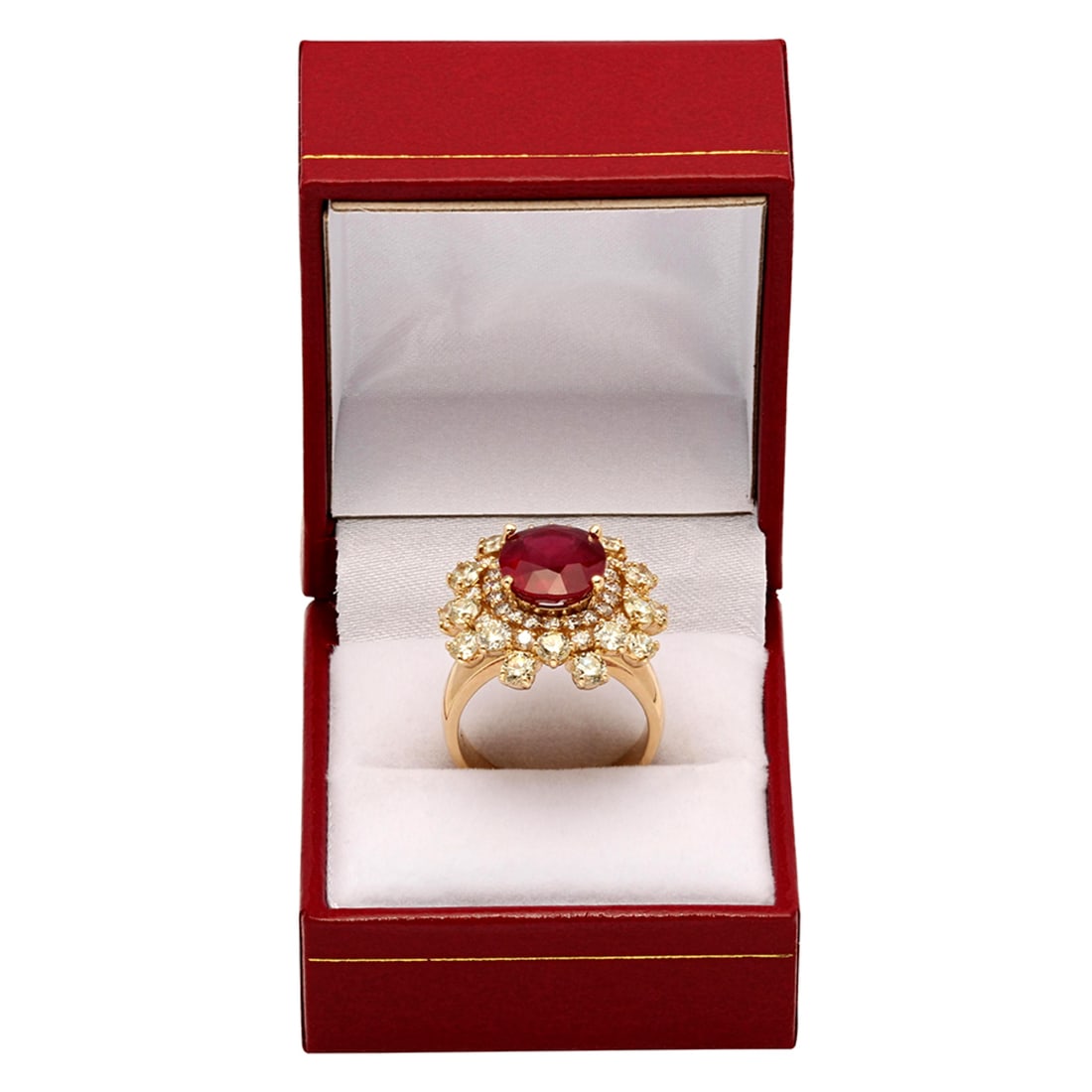 14k Yellow Gold 5.31ct Ruby 3.51ct Diamond Ring - 4