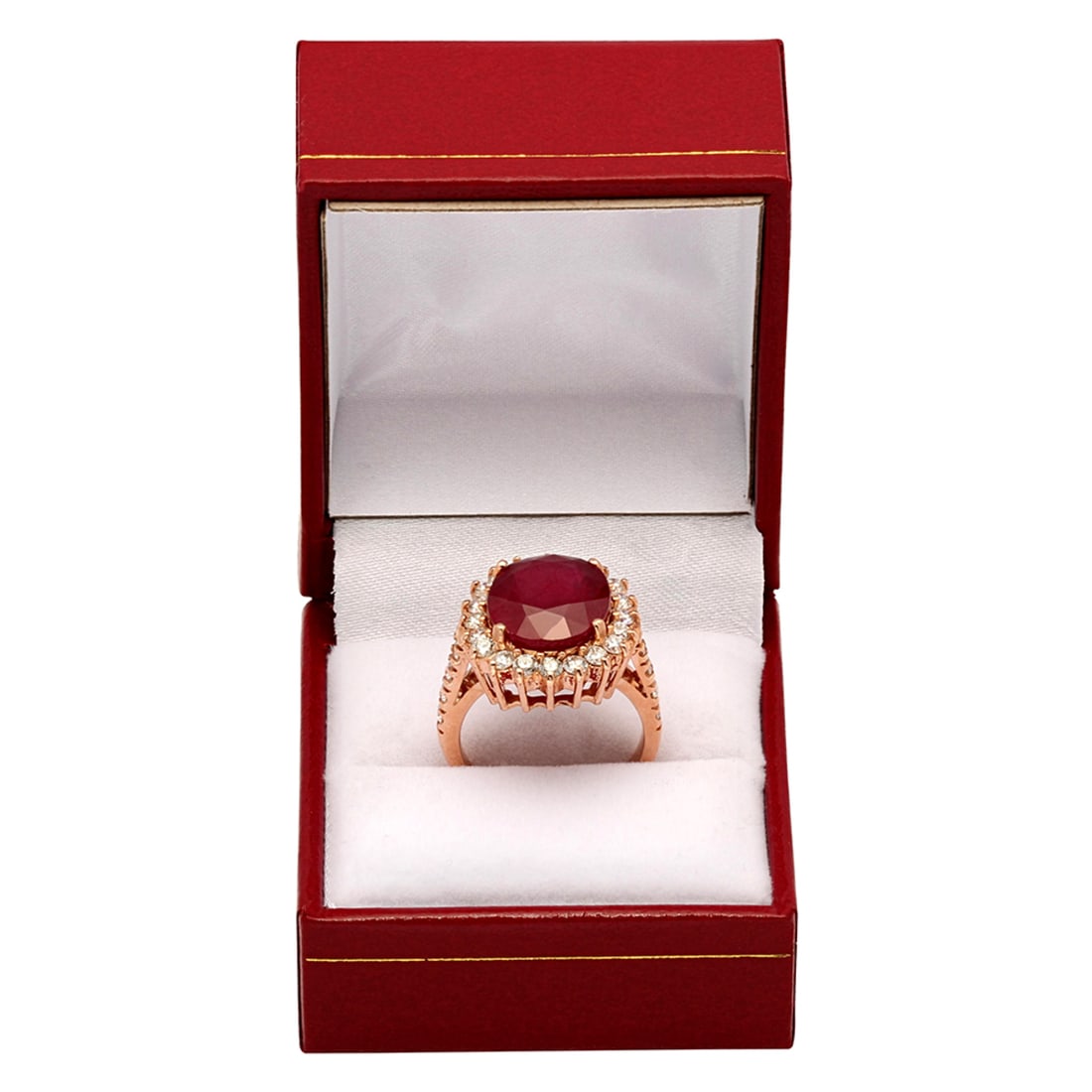 14k Rose Gold 9,89ct Ruby 1.39ct Diamond Ring - 4