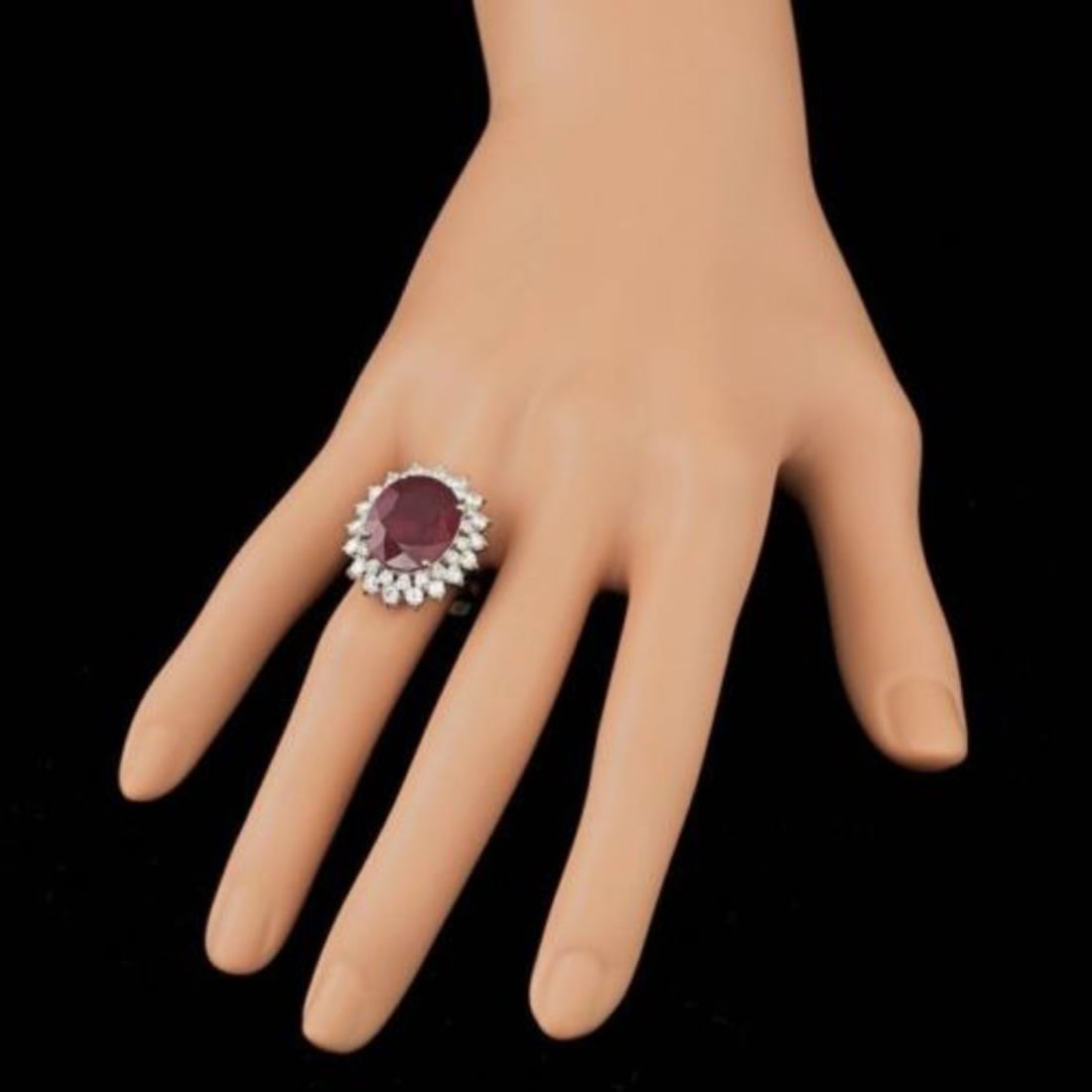 14K White Gold 10.77ct Ruby and 1.82ct Diamond Ring - 4