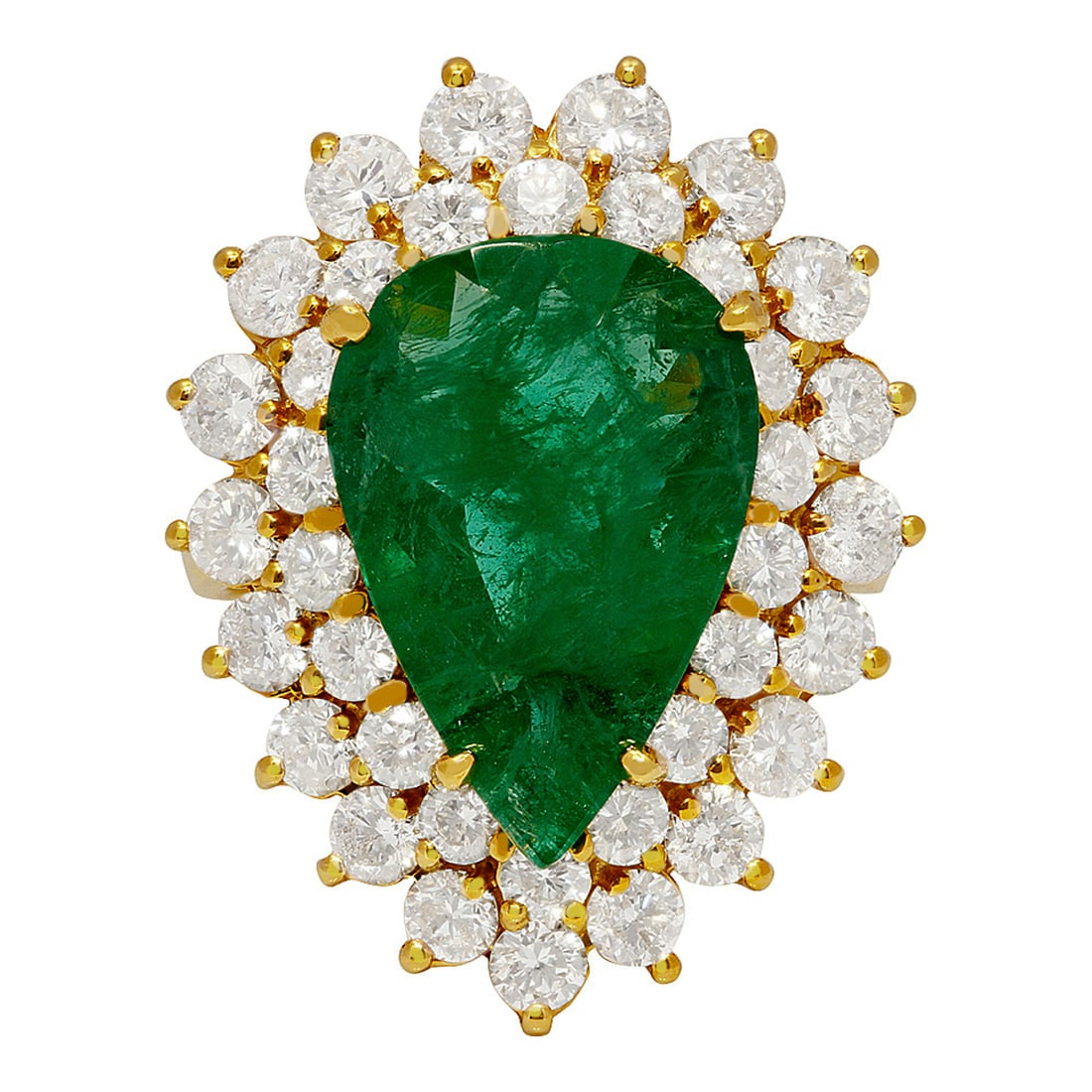 14k Yellow Gold 5.30ct Emerald 2.71ct Diamond Ring - 3