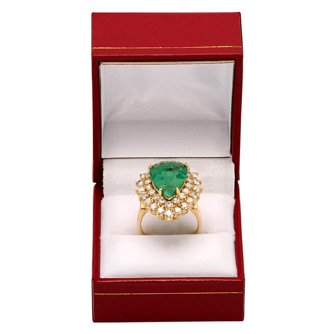 14k Yellow Gold 5.30ct Emerald 2.71ct Diamond Ring - 4