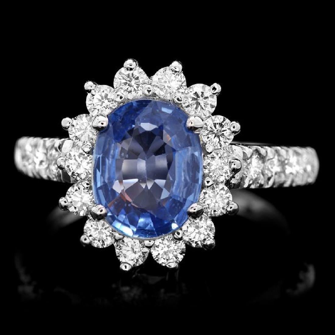 14K White Gold 1.87ct Sapphire and 0.72ct Diamond Ring (1 of 5)