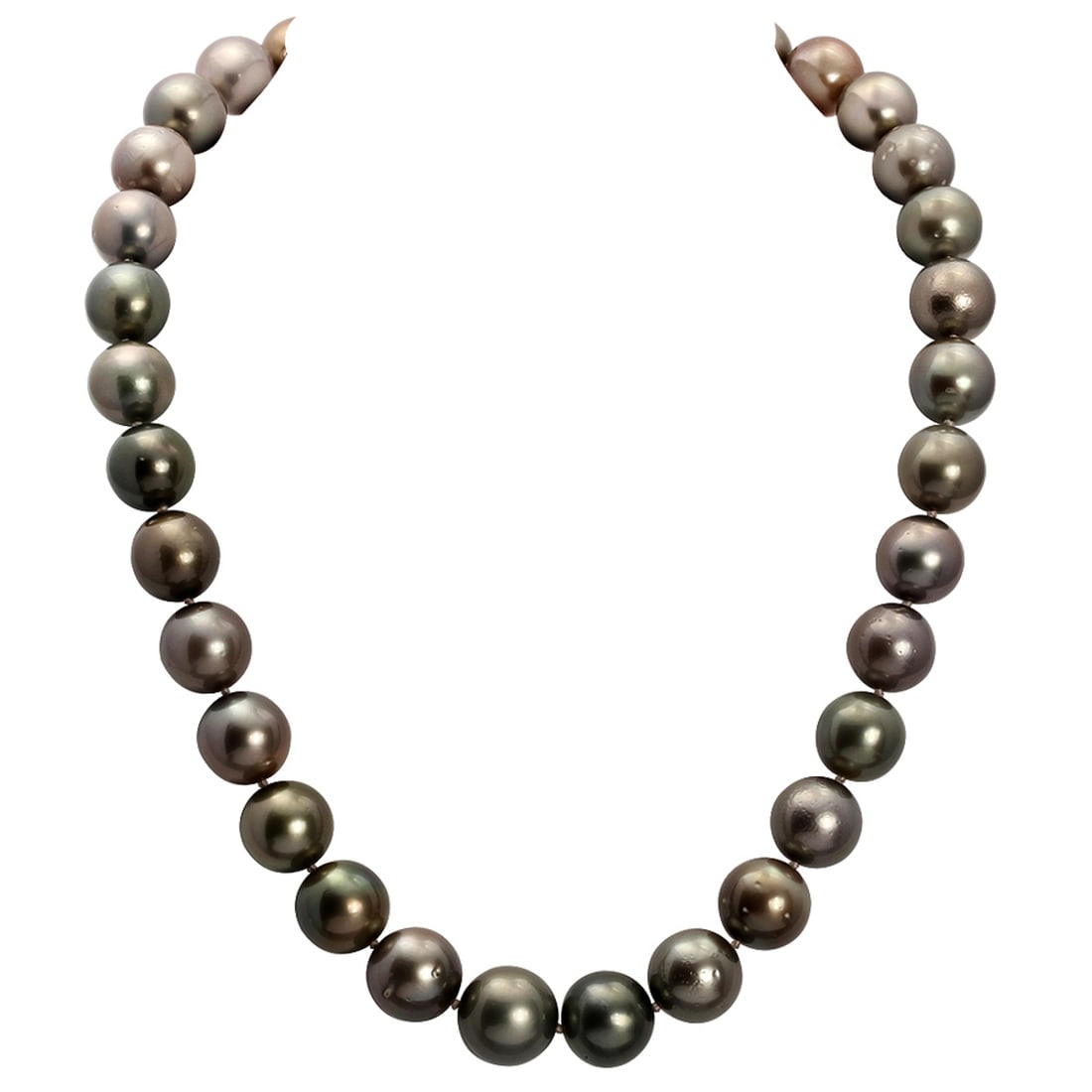 12-14.5mm Natural Black Pearl Necklace (1 of 4)