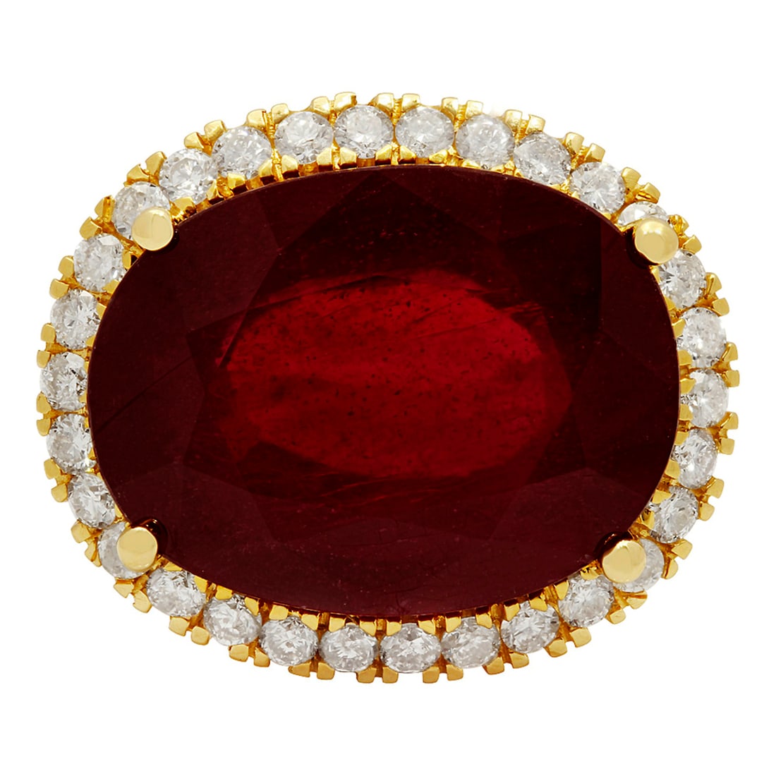 14k Yellow Gold 18.24ct Ruby 1.11ct Diamond Ring - 3