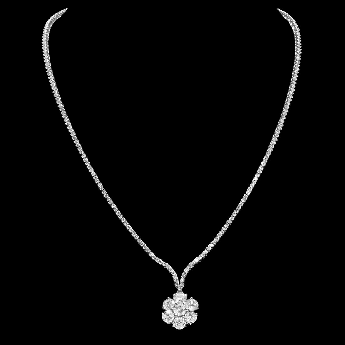 18k White Gold 8.53ct Diamond Necklace: Retail: $28,112.00 ****** 18k White Gold 8.53ct Diamond Necklace ****** Metal: 18K White Gold / Total Item Weight: 15.8 grams / Country Made: United States / / Main Stone: Diamond / Carat Total Weight