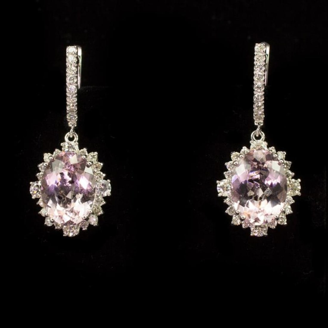 14K Gold 9.12ct Morganite 2.62ct Diamond Earrings: Retail: $18,115.00 ****** 14K Gold 9.12ct Morganite 2.62ct Diamond Earrings ****** Metal: 14k Solid White Gold / Total Item Weight: 12.3 grams / Country Made: United States / / Main Stone: Morganite /