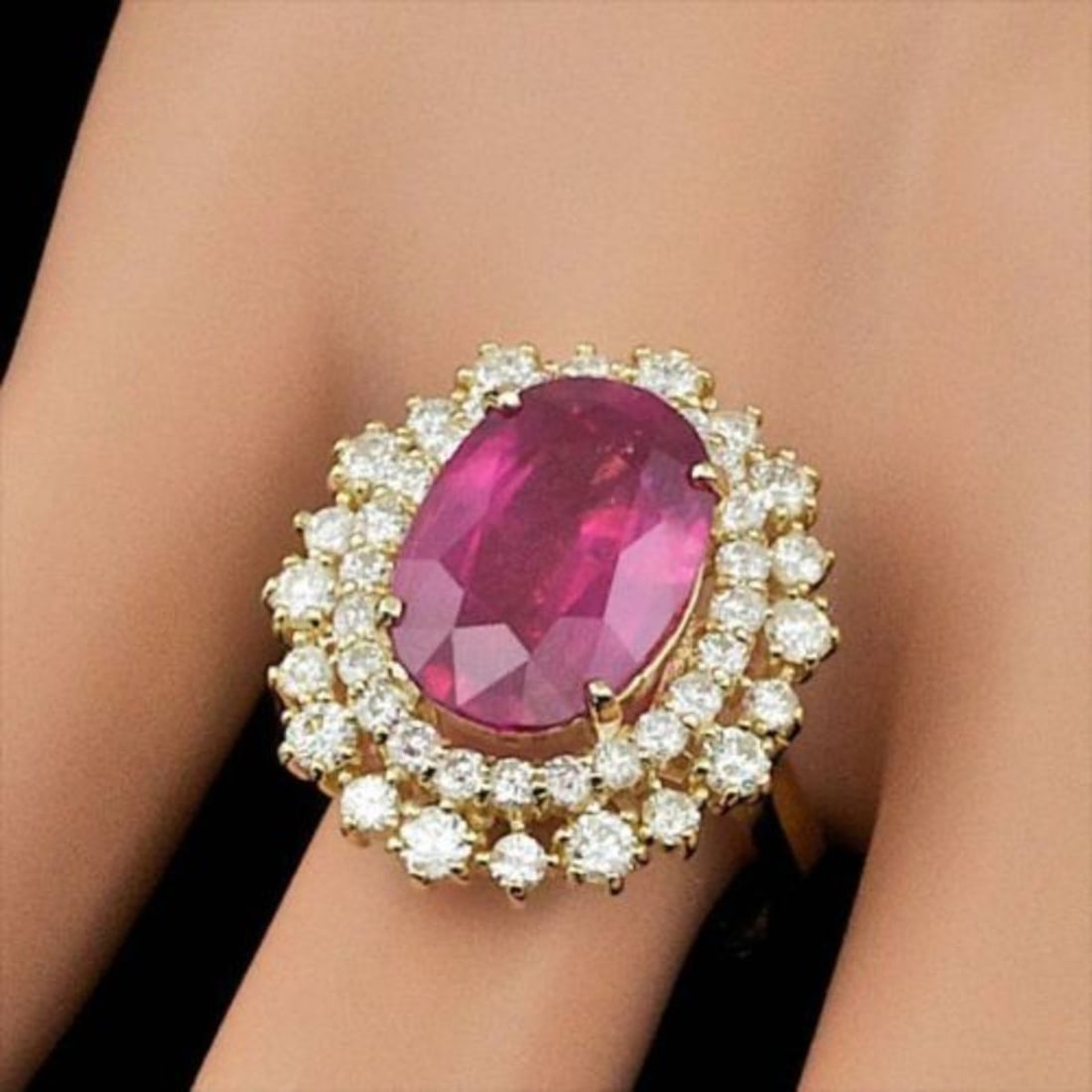 14K Yellow Gold 6.82ct Ruby and 1.51ct Diamond Ring - 4