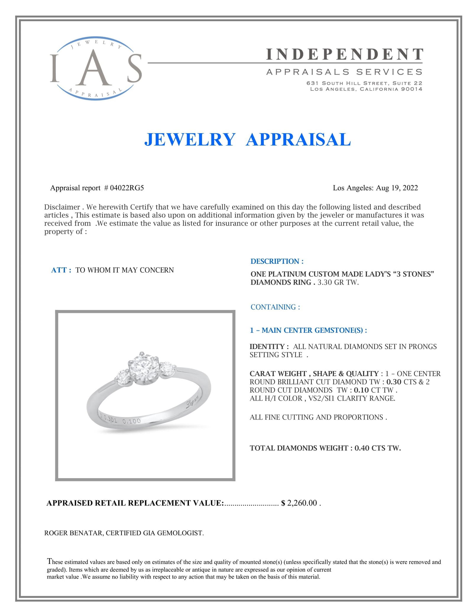 Platinum Setting with 0.40tcw Diamond Ring - 5