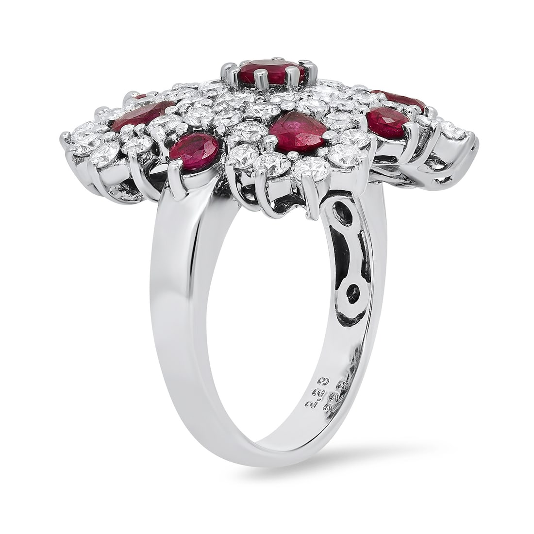 Platinum Setting with 2.23ct Ruby and 2.23ct Diamond Ladies Ring - 2