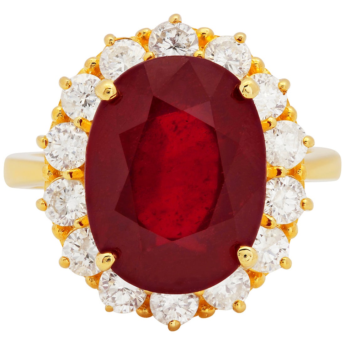 14k Yellow Gold 11.08ct Ruby 1.46ct Diamond Ring - 3