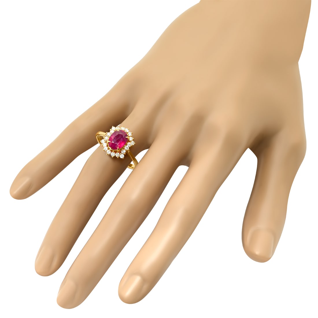 14K Yellow Gold 2.50ct Ruby and 0.90ct Diamond Ring - 3