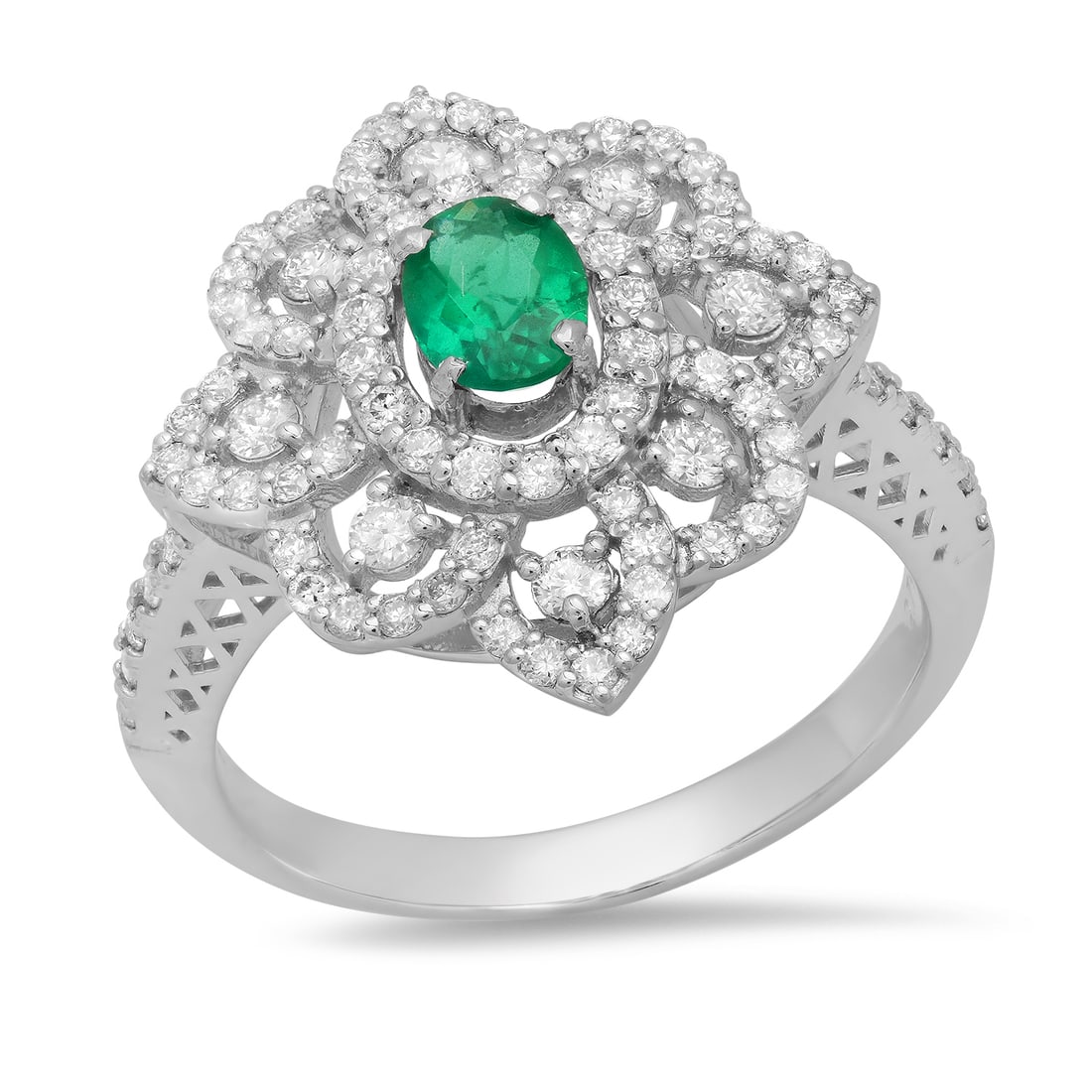 Platinum Setting with 0.40ct Emerald and 0.77ct Diamond Ladies Ring: Retail: $6,100.00 ****** Platinum Setting with 0.40ct Emerald and 0.77ct Diamond Ladies Ring ****** Size: 6.5(we offer free resizing to winning bidders) / Metal: Platinum / Total Item Weight: 5.8
