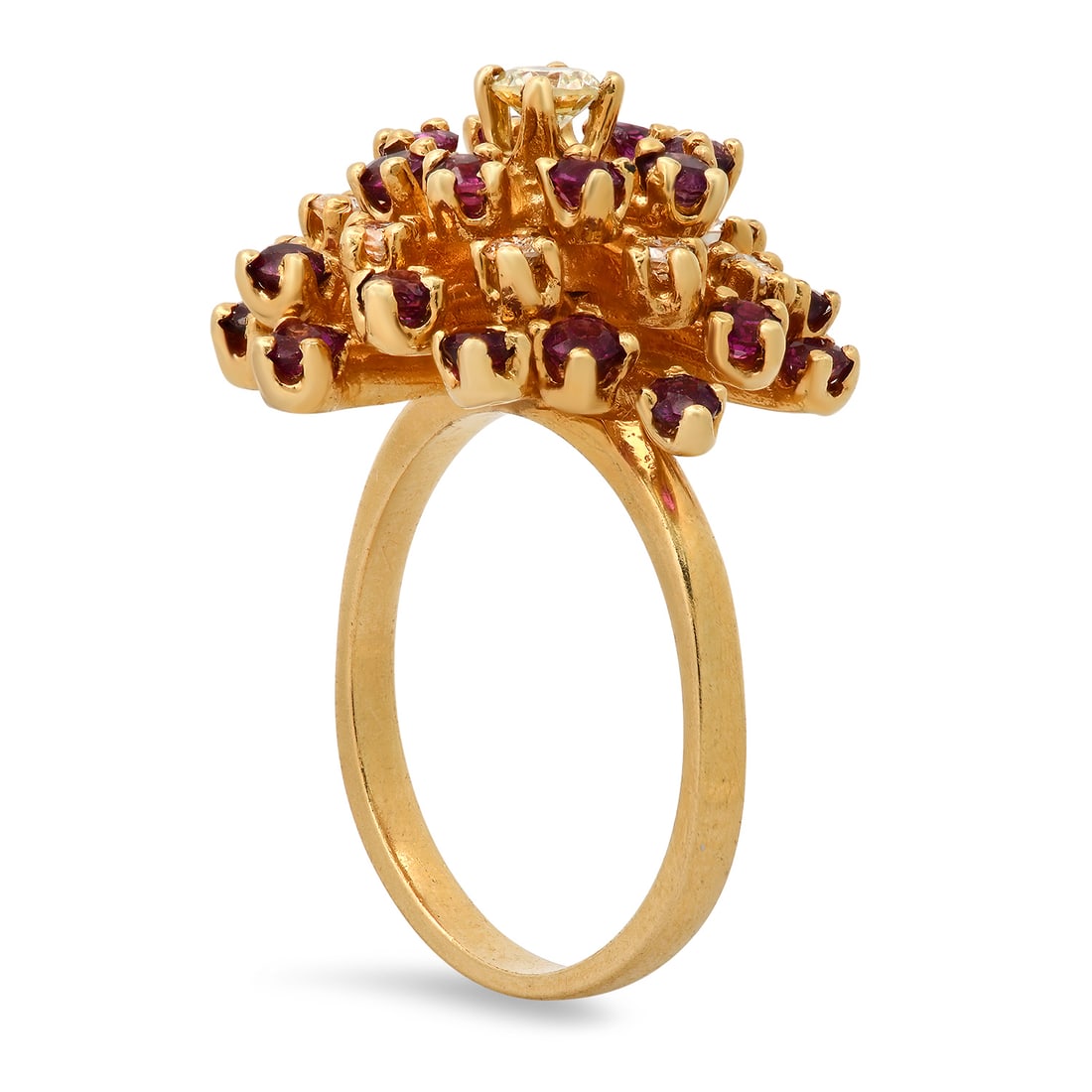 14K Yellow Gold Ruby and Diamond Ladies Ring - 2