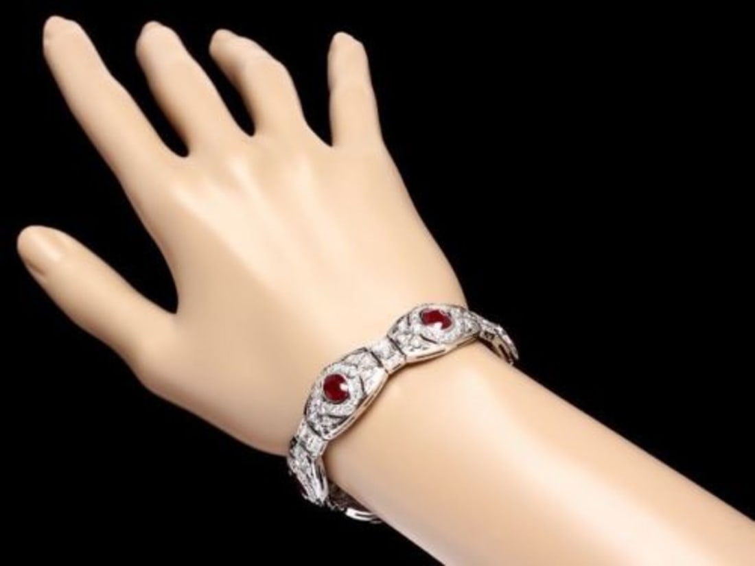 14K Gold 10.91ct Ruby 6.92ct Diamond Bracelet - 5