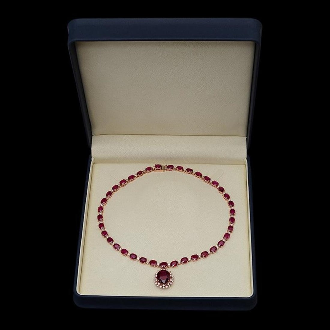 14K Gold 67.74ct Ruby & 2.48ct Diamond Necklace - 3
