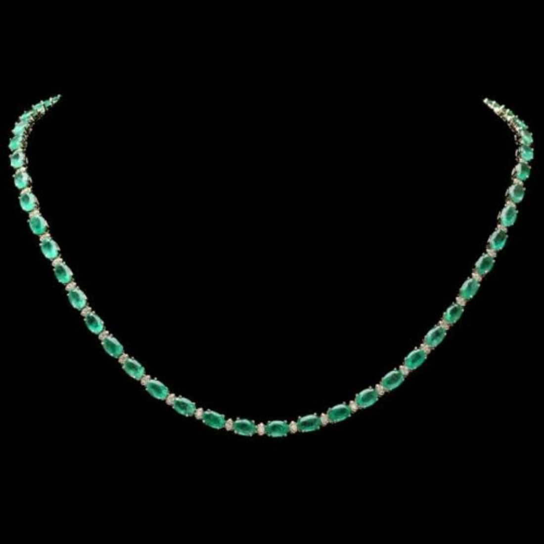 14K Yellow Gold 17.65ct Emerald and 0.75ct Diamond Necklace (1 of 5)