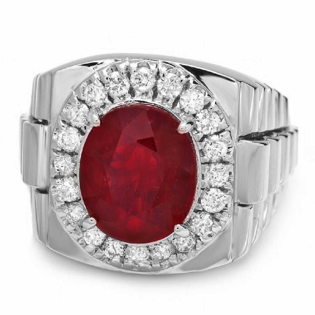 14K White Gold 6.73ct Ruby and 0.88ct Diamond Ring - 2