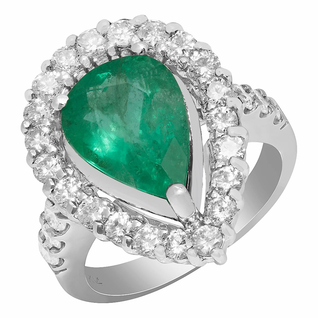 14k White Gold 3.71ct Emerald 1.39ct Diamond Ring: Retail: $9,475.00 ****** 14k White Gold 3.71ct Emerald 1.39ct Diamond Ring ****** Metal: 14K White Gold / Total Item Weight: 8.40 grams / Country Made: United States / / Main Stone: Emerald / Color: M