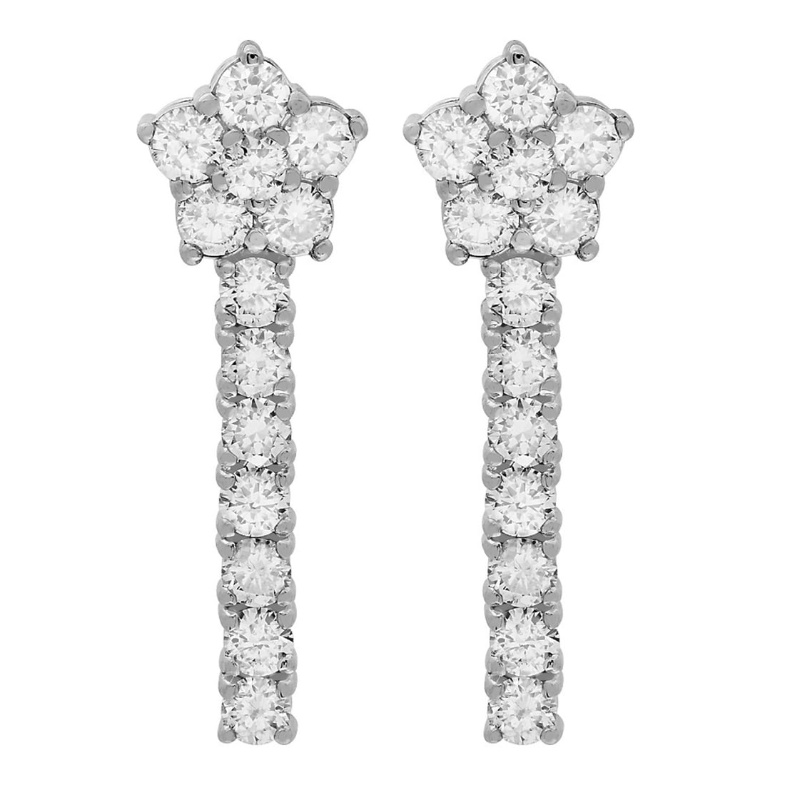 14k White Gold 1.89ct Diamond Earrings: Retail: $7,125.00 ****** 14k White Gold 1.89ct Diamond Earrings ****** Metal: 14K White Gold / Total Item Weight: 3.40 grams / Country Made: United States / / Main Stone: Diamond / Color: None /