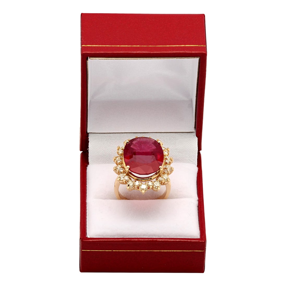 14k Yellow Gold 14.90ct Ruby 2.13ct Diamond Ring - 4