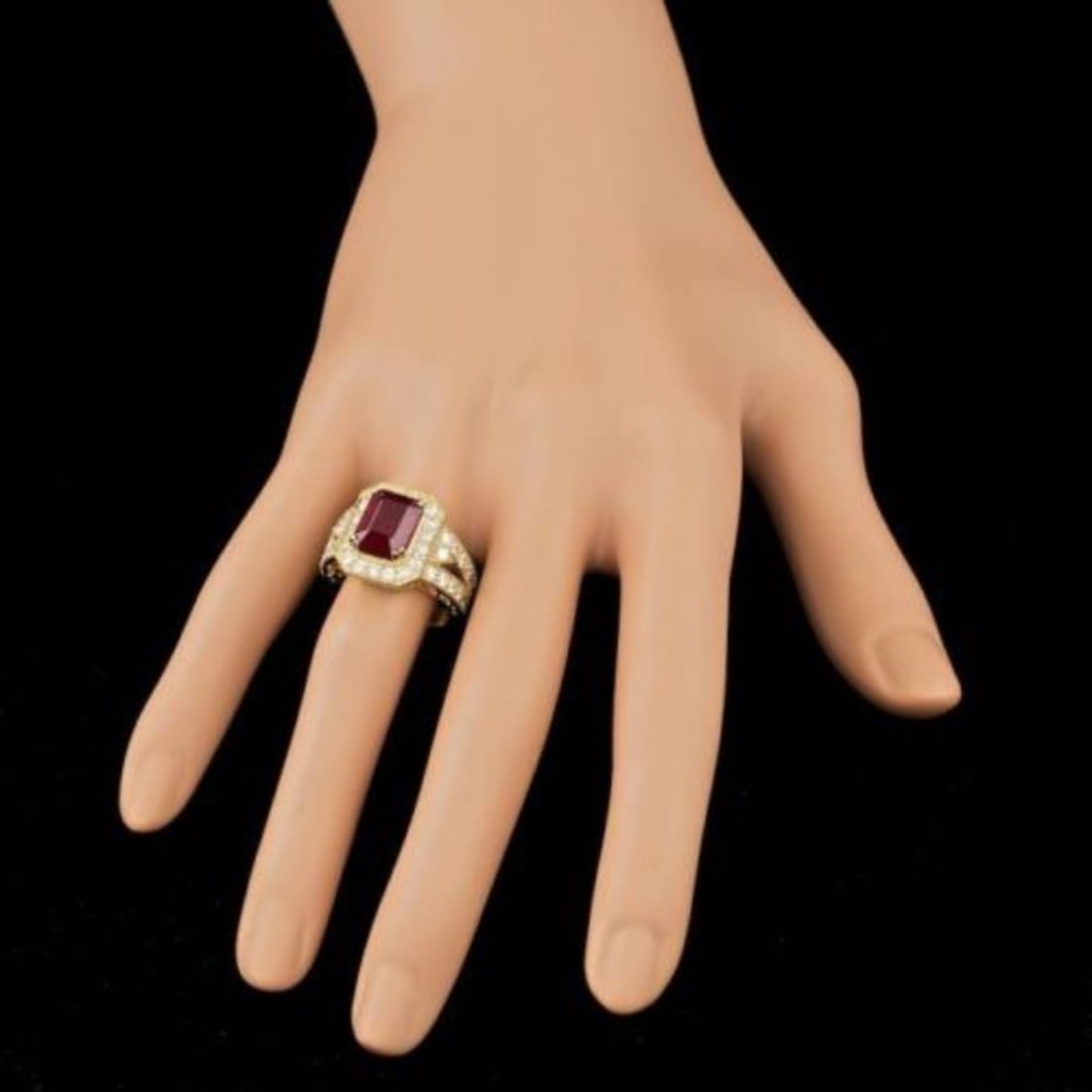 14K Yellow Gold 5.13ct Ruby and 1.47ct Diamond Ring - 3