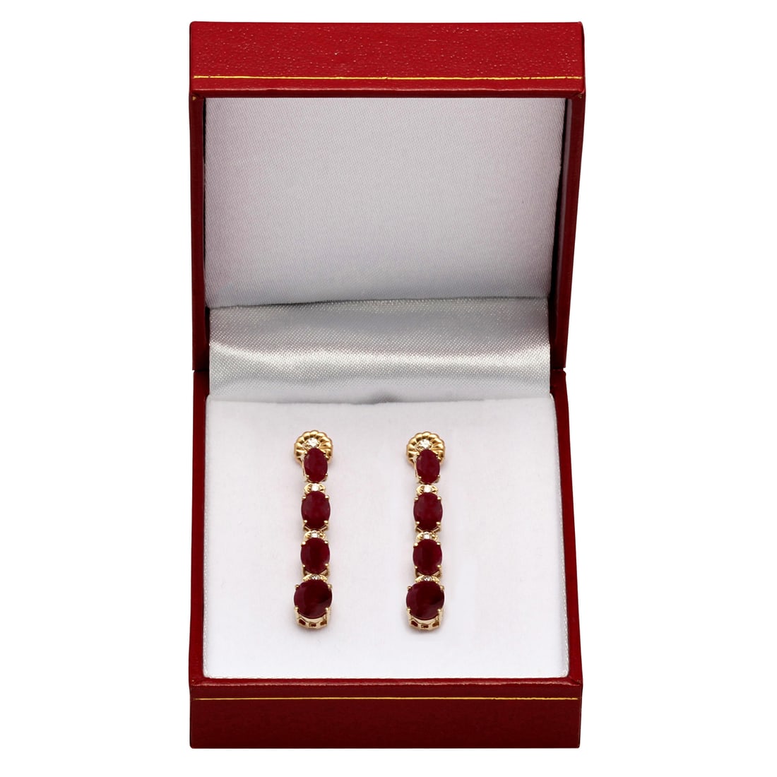 14k Yellow Gold 8.78ct Ruby 0.32ct Diamond Earrings - 3