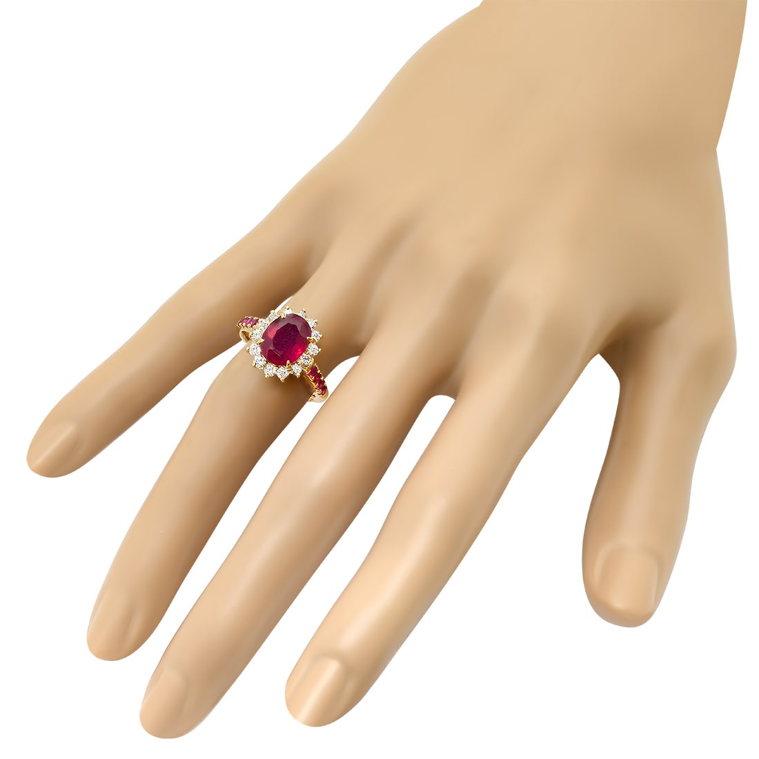 14K Yellow Gold 3.65ct Ruby and 0.80ct Diamond Ring - 3