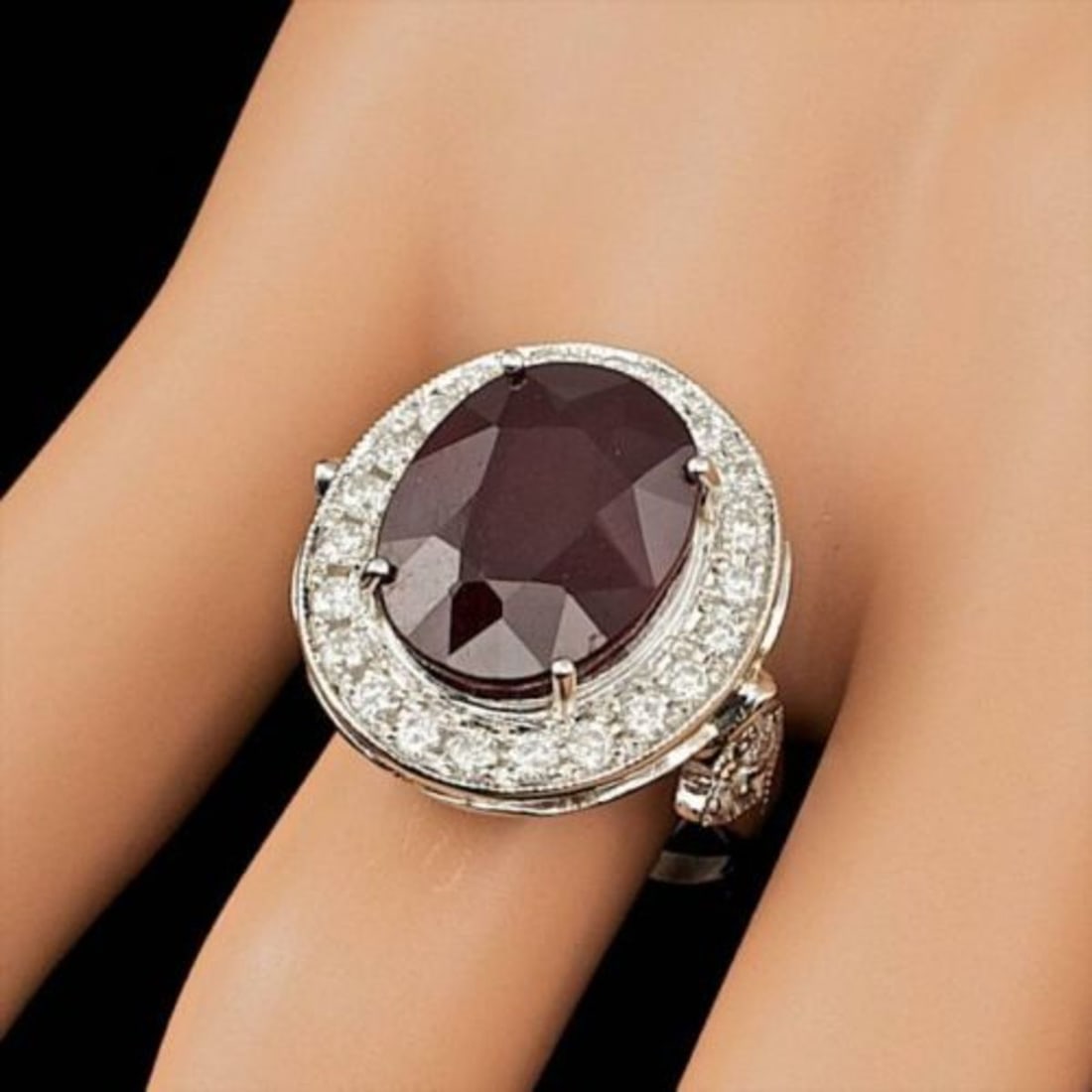 14K White Gold 12.69ct Ruby and 1.91ct Diamond Ring - 3