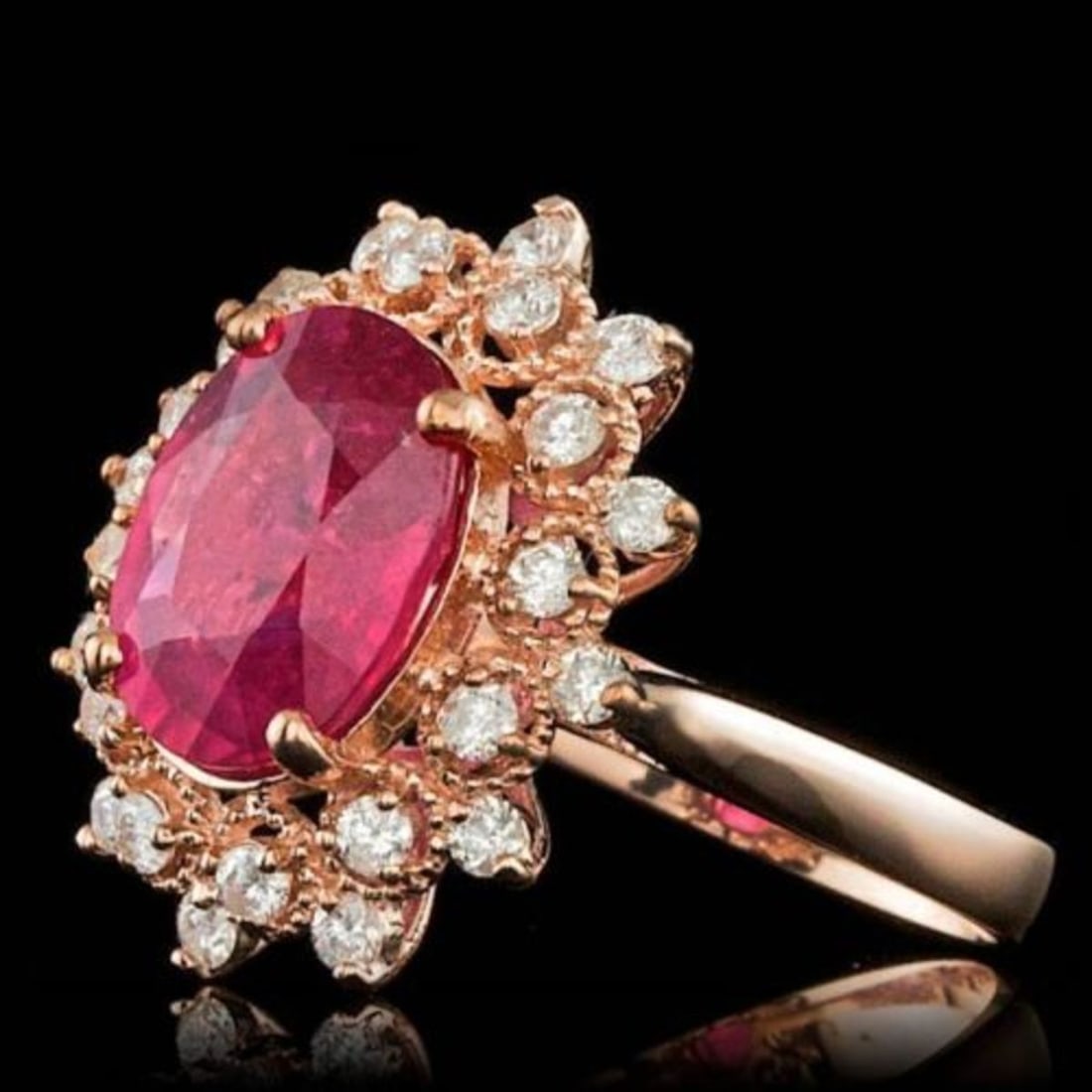 14K Rose Gold 4.23ct Ruby and 0.62ct Diamond Ring - 2