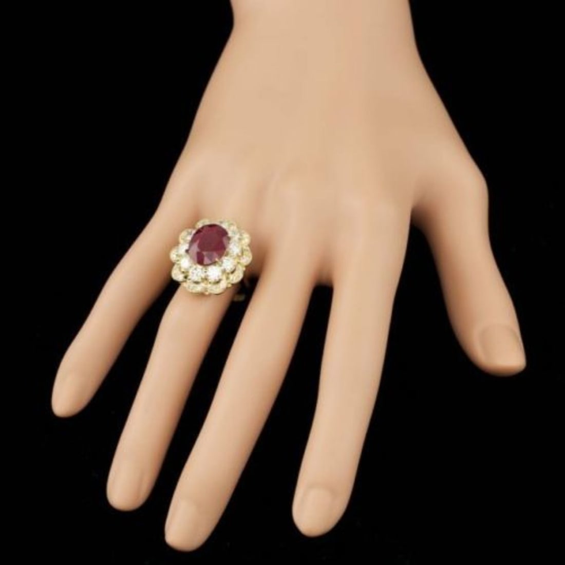 14K Yellow Gold 5.82ct Ruby and 2.82ct Diamond Ring - 4