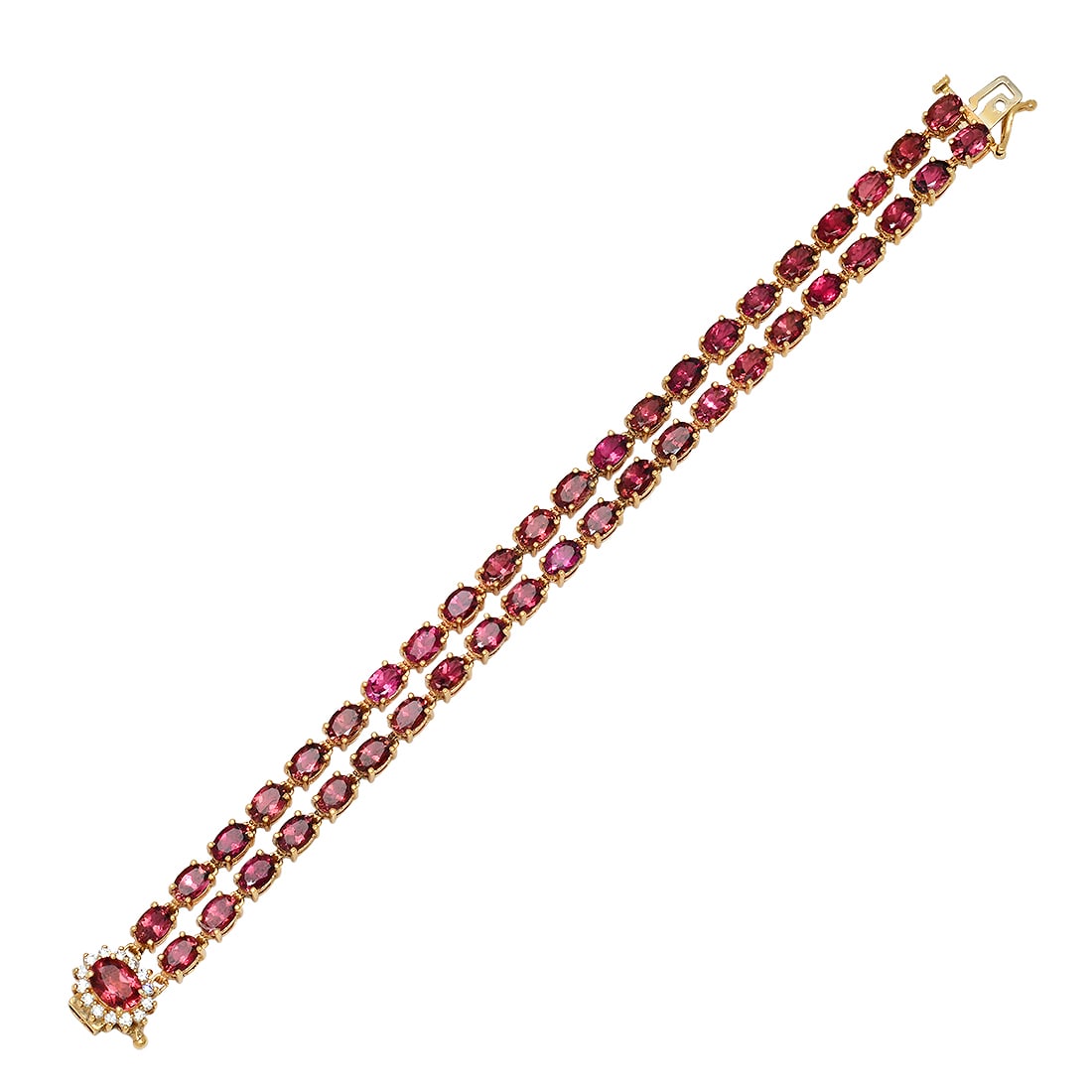 14K Yellow Gold 21.96ct Tourmaline and 0.55Ct Diamond Bracelet: Retail: $18,550.00 ****** 14K Yellow Gold 21.96ct Tourmaline and 0.55Ct Diamond Bracelet ****** Metal: 14K Yellow Gold / Total Item Weight: 18.4 Grams / Country Made: United States / / Main Stone: