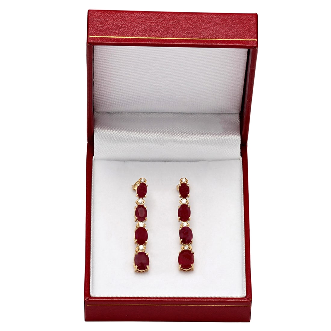 14k Yellow Gold 9.70ct Ruby 0.38ct Diamond Earrings - 3