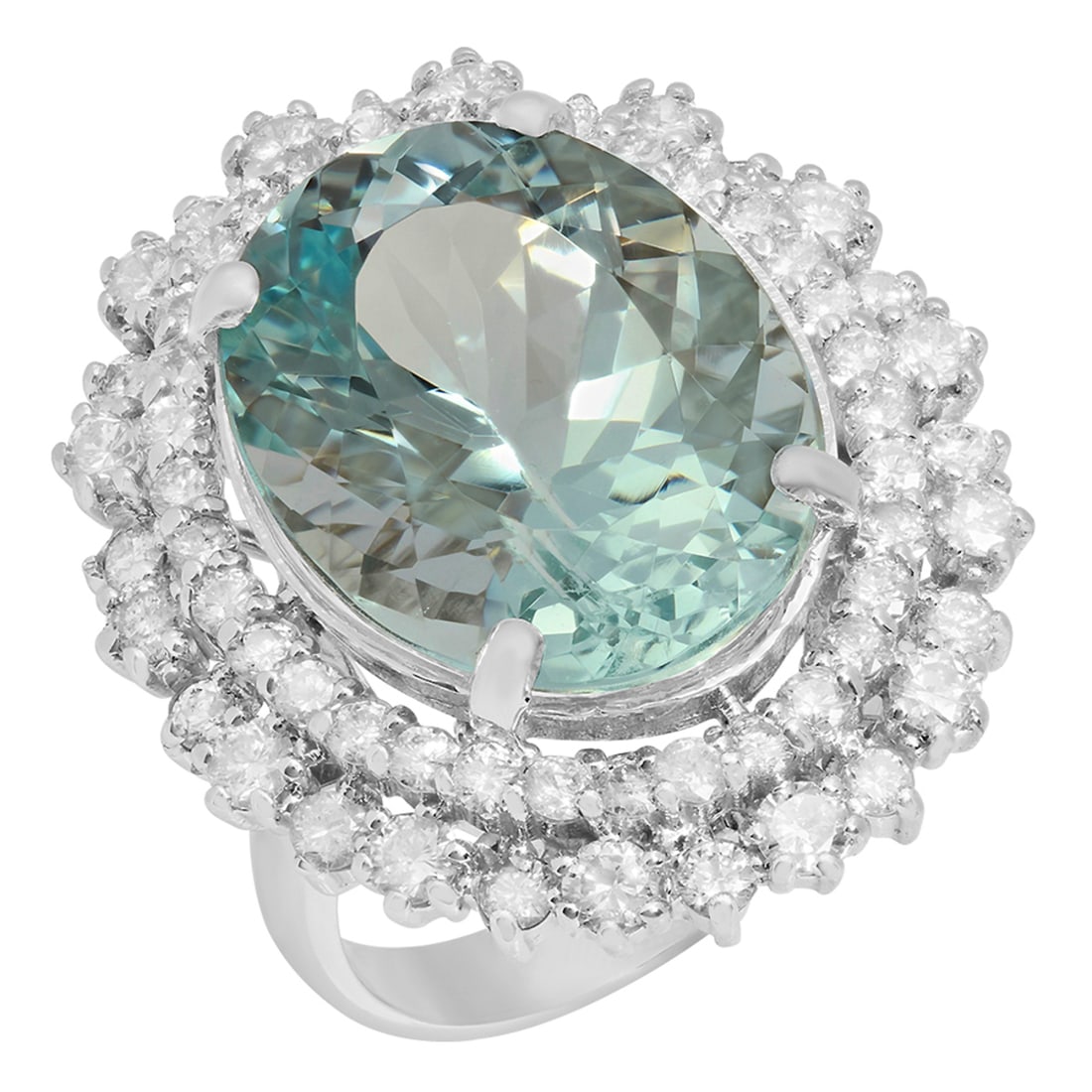 14k White Gold 12.69ct Aquamarine 2.06ct Diamond Ring (1 of 5)