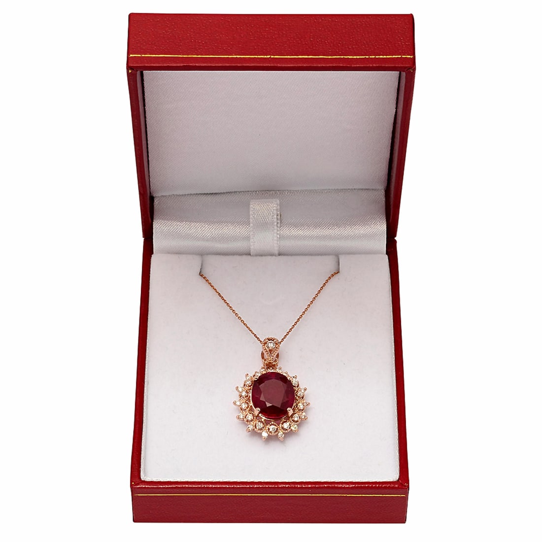 14k Rose Gold 7.15ct Ruby 0.91ct Diamond Pendant - 3