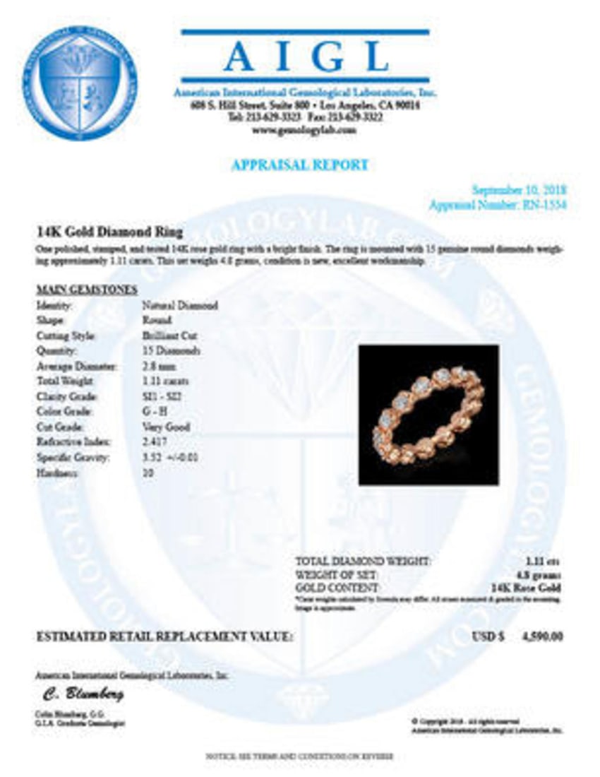 14k Rose Gold 1.11ct Diamond Ring - 4