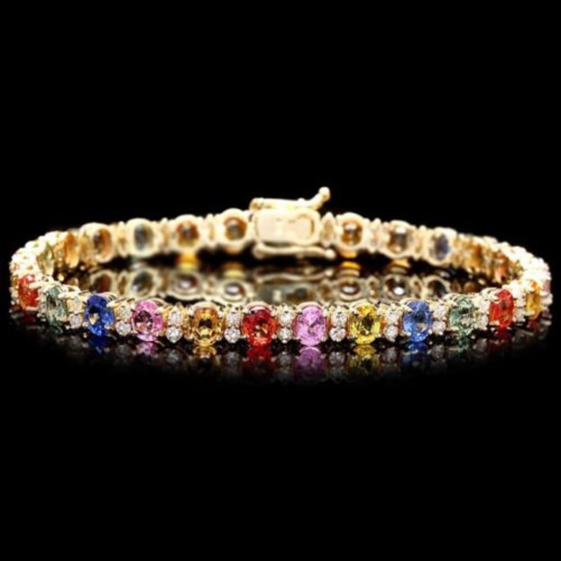 14K Gold 12.13ct Sapphire 1.82ct Diamond Bracelet: Retail: $14,690.00 ****** 14K Gold 12.13ct Sapphire 1.82ct Diamond Bracelet ****** Metal: 14K Yellow Gold / Total Item Weight: 14.0 Grams / Country Made: United States / / Main Stone: Sapphire /