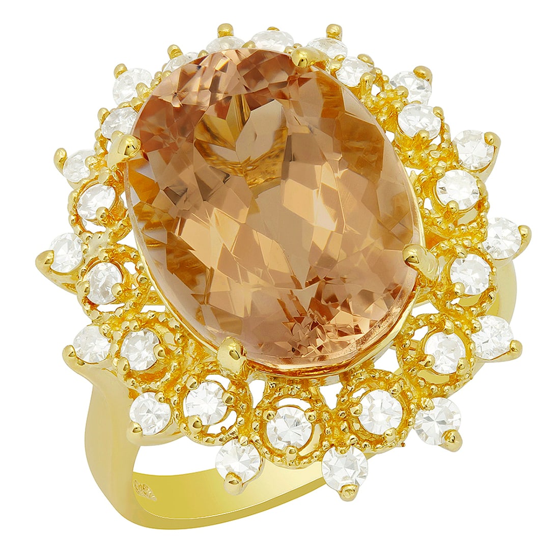 14k Yellow Gold 7.69ct Morganite 0.66ct Diamond Ring: Retail: $4,940.00 ****** 14k Yellow Gold 7.69ct Morganite 0.66ct Diamond Ring ****** Metal: 14K Yellow Gold / Total Item Weight: 6.40 grams / Country Made: United States / / Main Stone: Morganite / Co