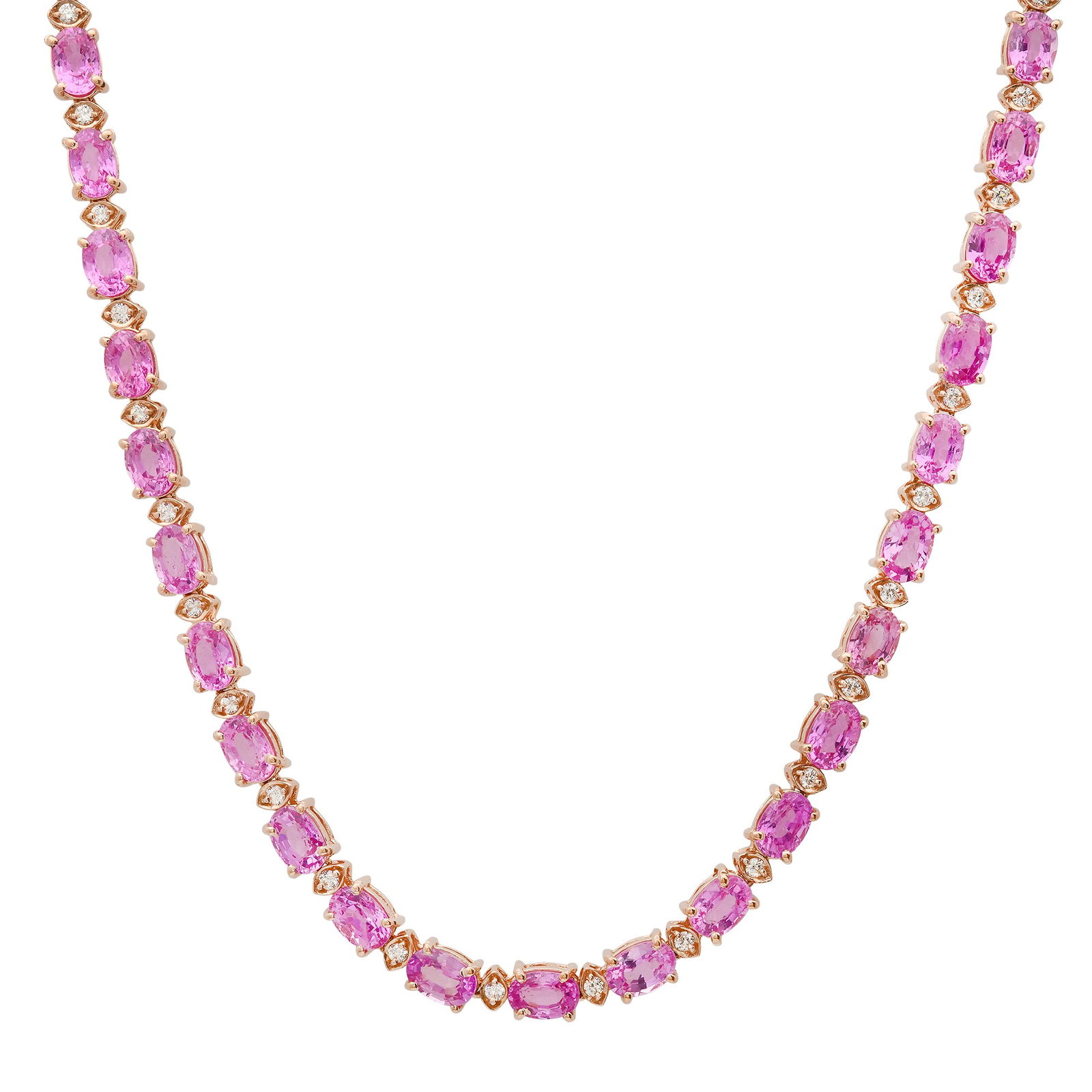 14K Rose gold with 37.65ct Pink Sapphire and 1.25ct Diamond Necklace (1 of 4)