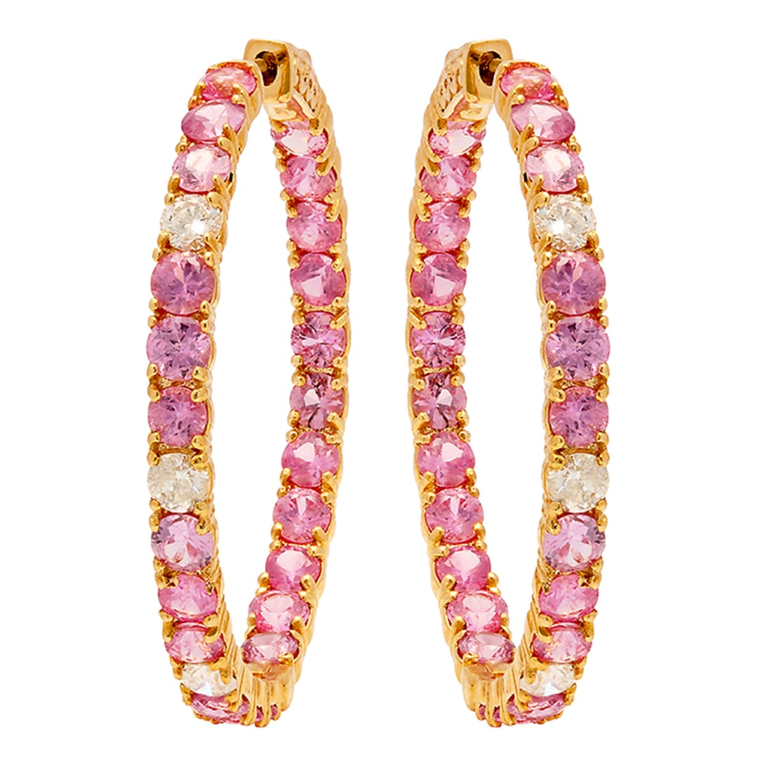 14k Yellow Gold 8.21ct Pink Sapphire 0.87ct Diamond Earrings (1 of 4)