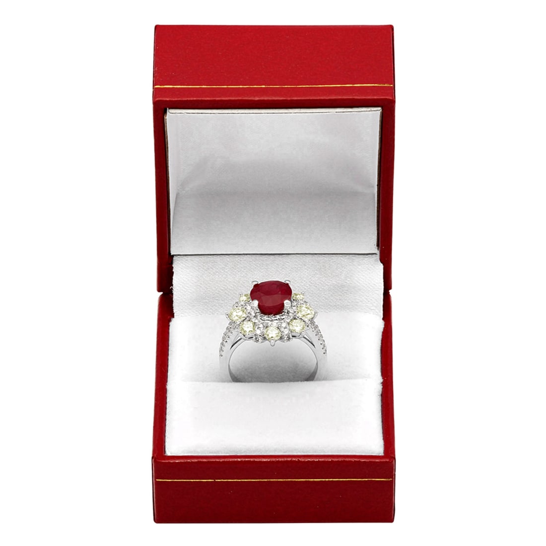 14k White Gold 3.06ct Ruby 1.86ct Diamond Ring - 3