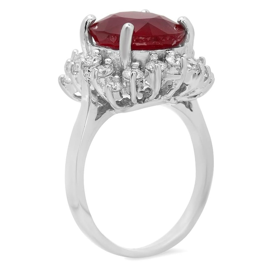 14K White Gold 7.07ct Ruby and 1.15ct Diamond Ring - 2
