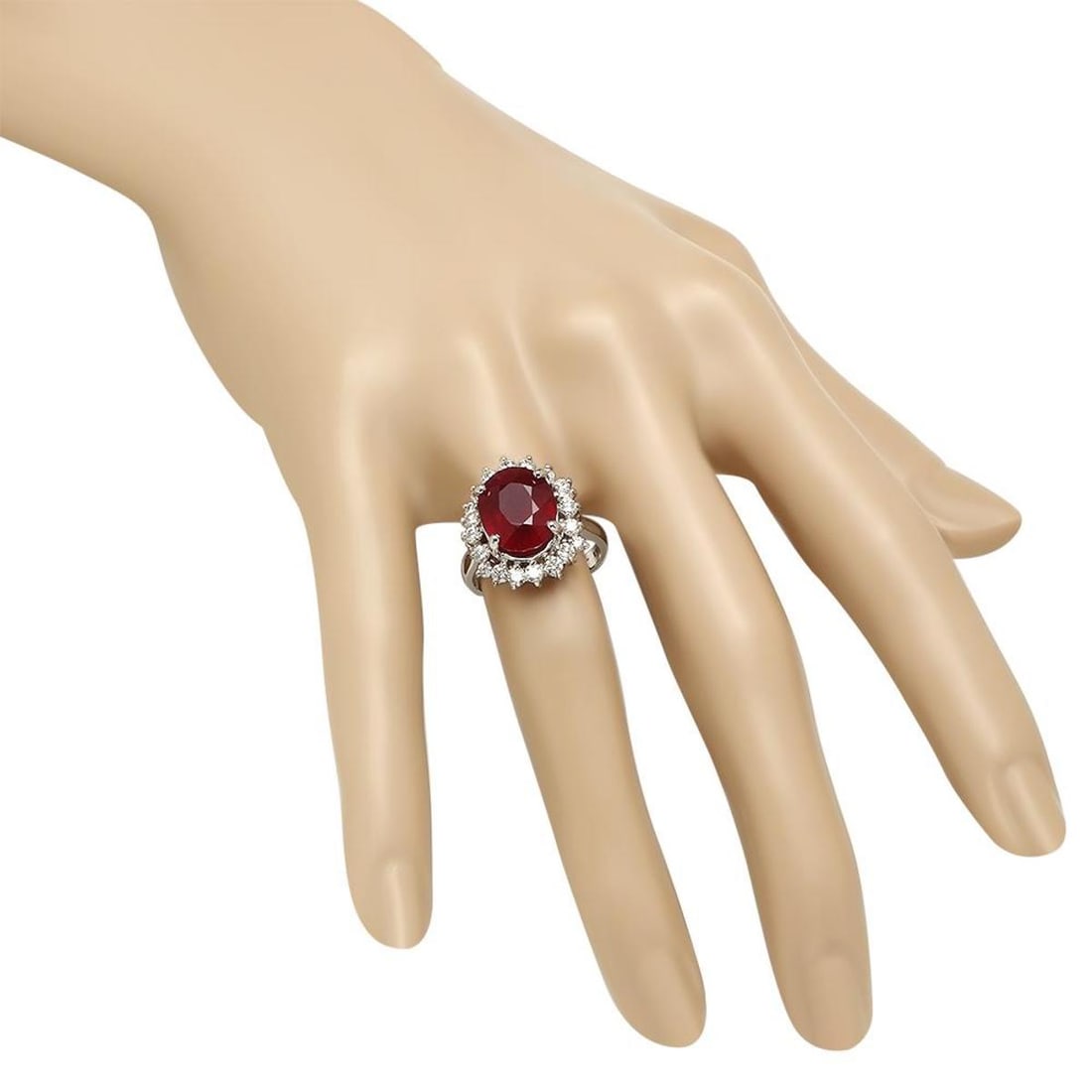 14K White Gold 7.07ct Ruby and 1.15ct Diamond Ring - 3