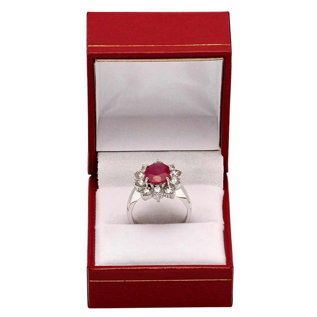 14k White Gold 2.86ct Ruby 2.18ct Diamond Ring - 3
