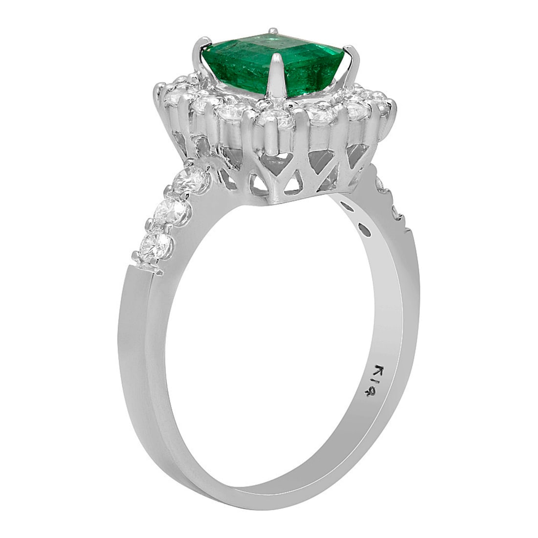 14k White Gold 1.20ct Emerald 0.87ct Diamond Ring - 2