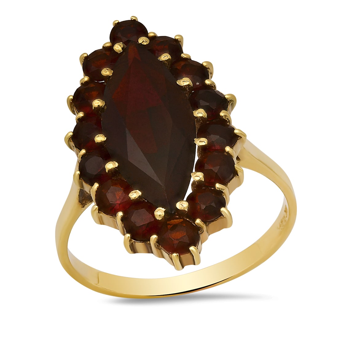 14K Yellow Gold Setting with 3.5ct Garnet Ladies Ring: Retail: $1,256.00 ****** 14K Yellow Gold Setting with 3.5ct Garnet Ladies Ring ****** Size: 8 / Metal: 14K Yellow Gold / Total Item Weight: 4.7 Grams / Country Made: United States / / Main Stone: