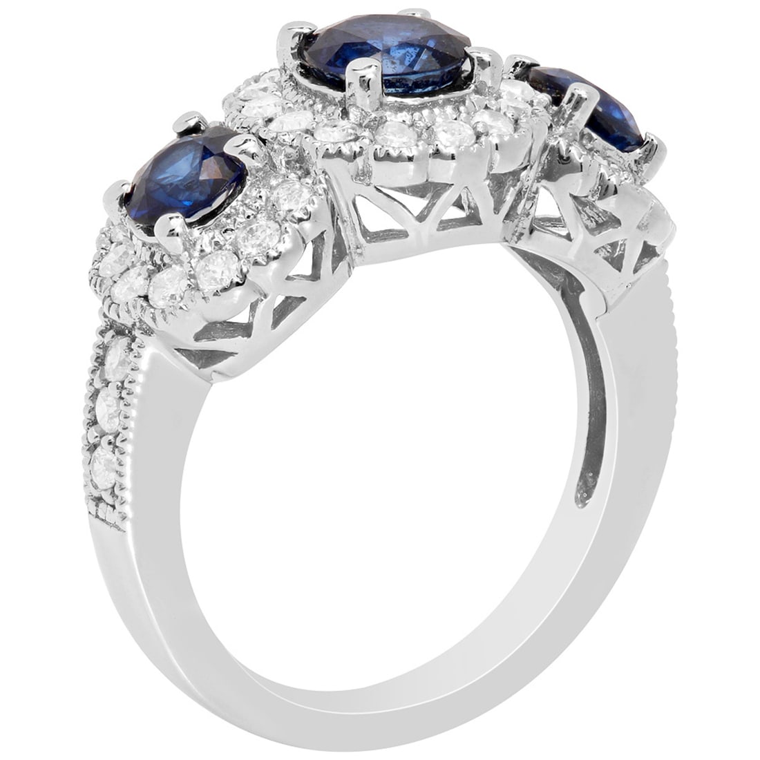 14k White Gold 1.61ct Sapphire 0.67ct Diamond Ring - 2