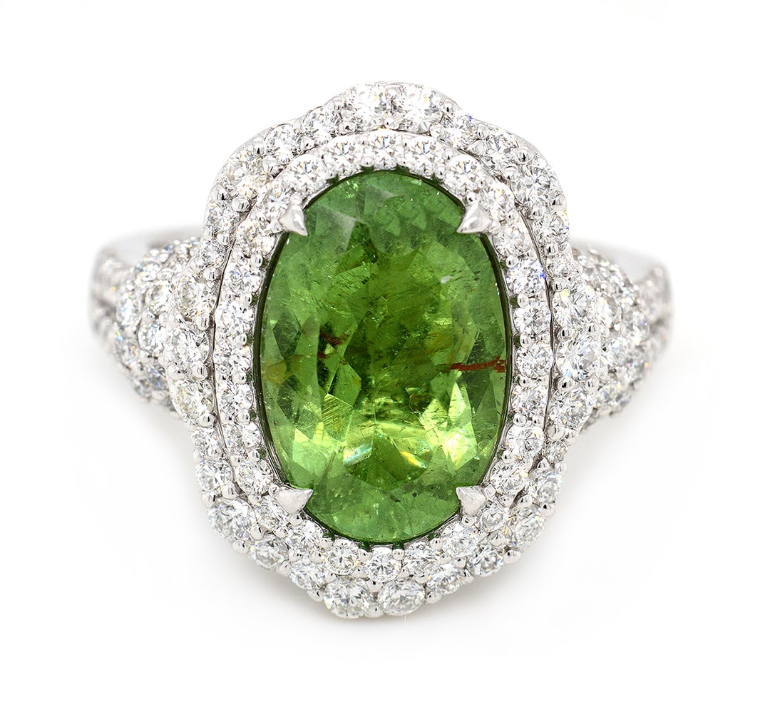 Platinum Ladies Ring with 4.23ct GIA Certified Paraiba Tourmaline and 1.20ct tw Adjacent Diamonds: Retail: $28,000.00 ****** Platinum Ladies Ring with 4.23ct GIA Certified Paraiba Tourmaline and 1.20ct tw Adjacent Diamonds ****** Size: 6.5 / Metal: Platinum / Total Item Weight: 11.4 Grams /