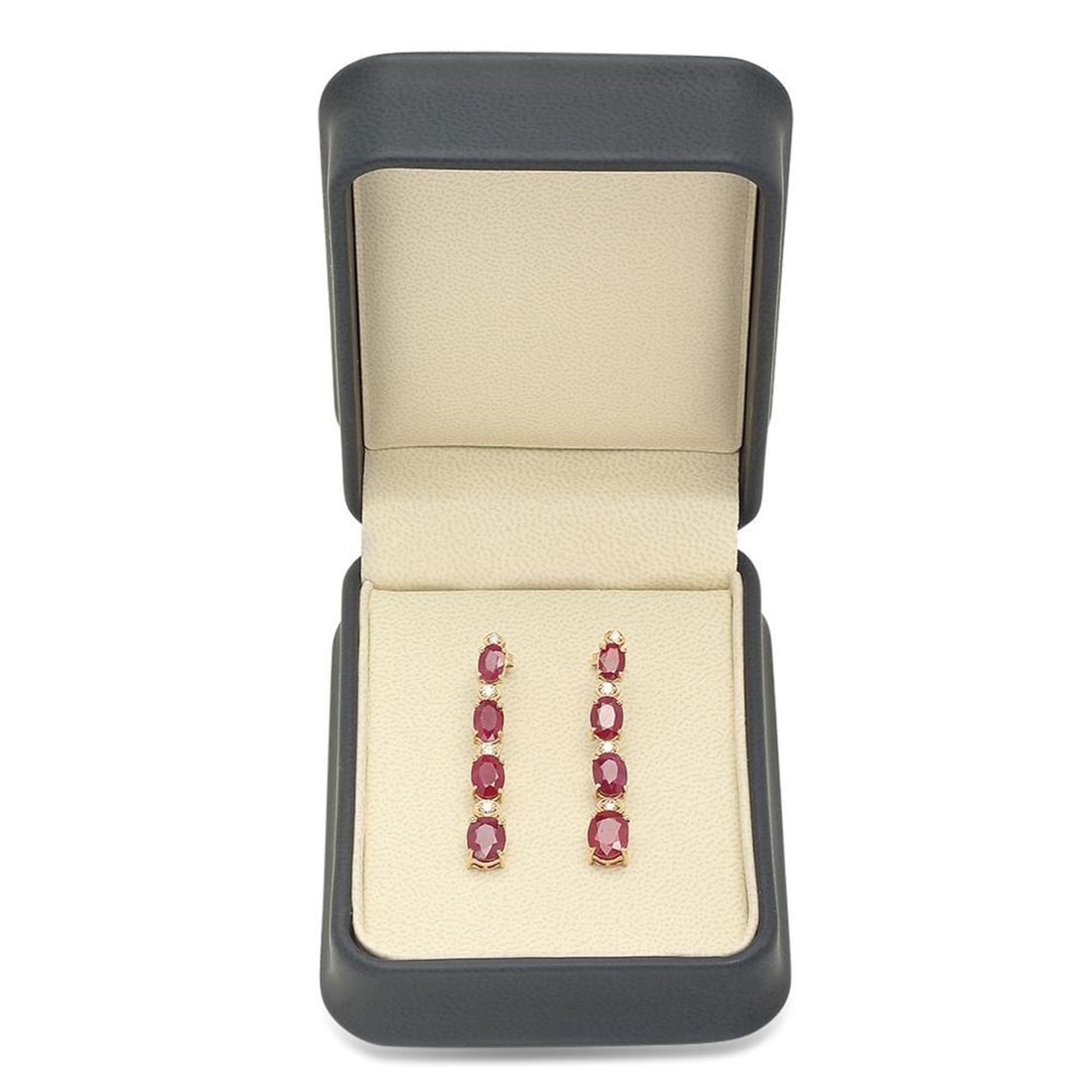 14K Gold 9.94ct Ruby 0.40cts Diamond Earrings - 3